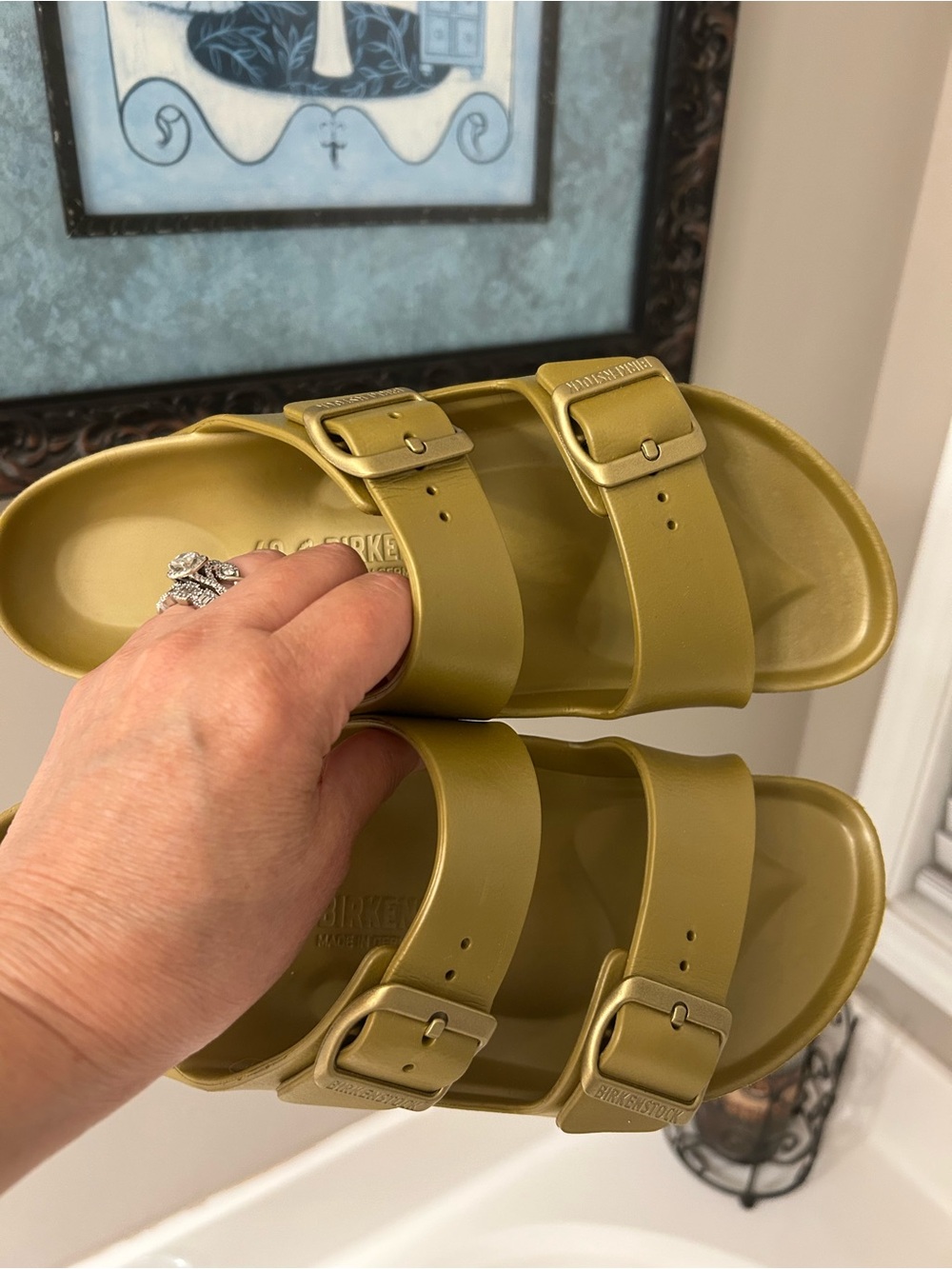Birkenstock Single-Color Slide Sandals in Gold - Picture 6 of 6